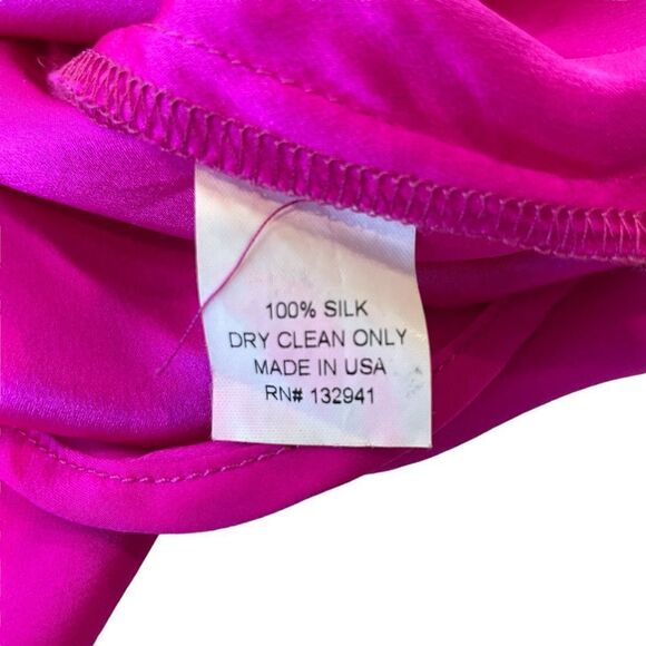 Amanda Uprichard Barbie Pink Silk Long Sleeve Sheath Mini Cocktail Dress, Small - Picture 10 of 12